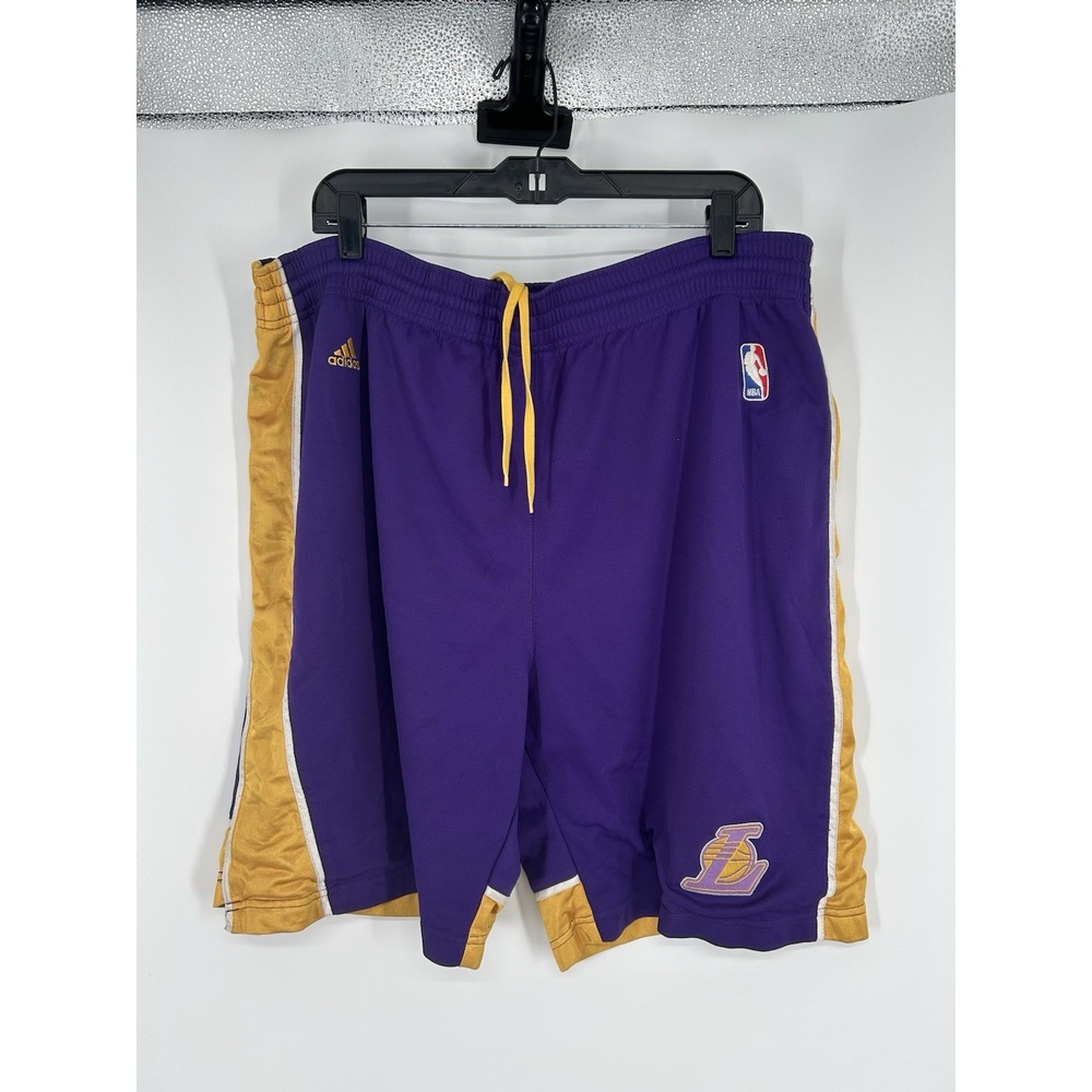 Los Angeles Lakers Adidas Shorts Swingman Purple Kobe Shaq Sewn Stitched Mens XL